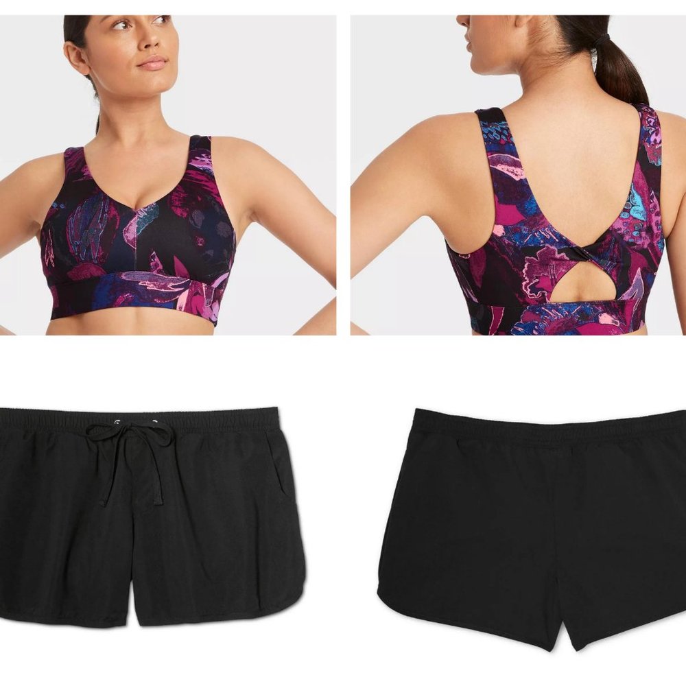 Longline Twist Back Bra and Shorts size L